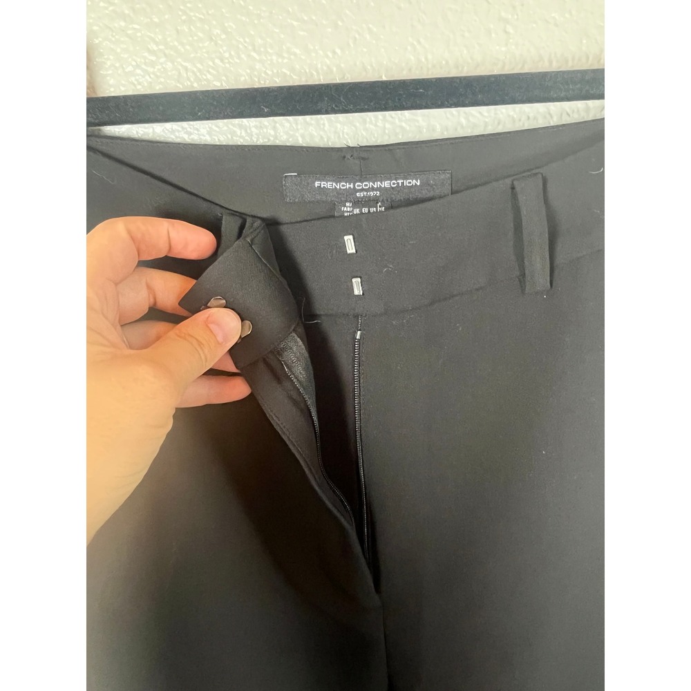 French Connection Azra Wide Leg Twill Pants Trousers High Rise Black Size 4 - Picture 3 of 9